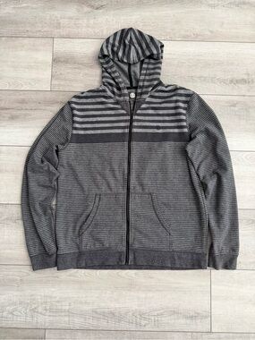 Element Men's Charcoal and Light Gray Striped Zip-Up Hoodie